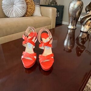 Used Jimmy Choo shoes size 9 orange color